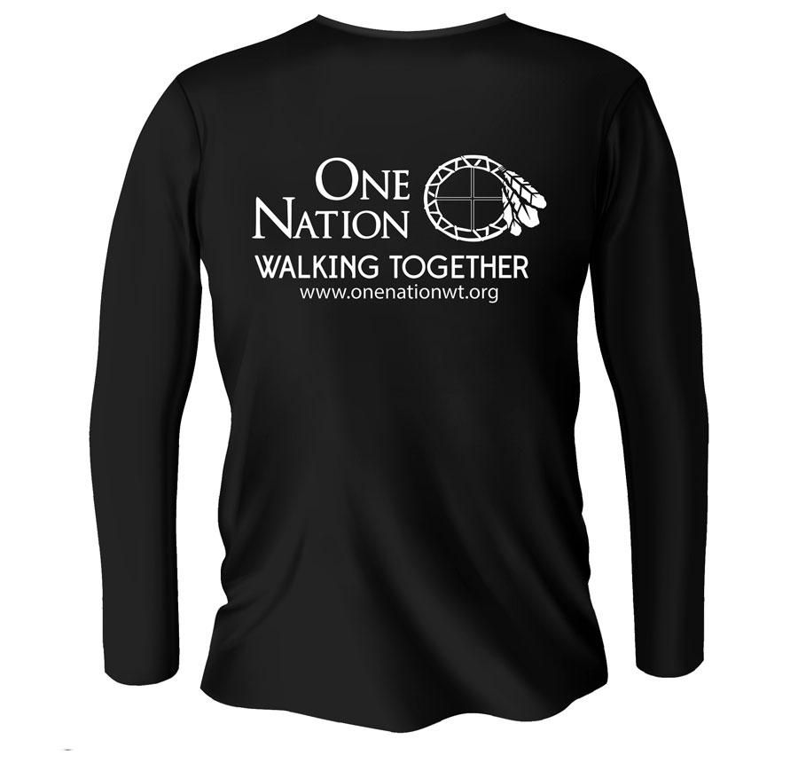 One Nation Walking Together Black Long Sleeve T Shirt Back