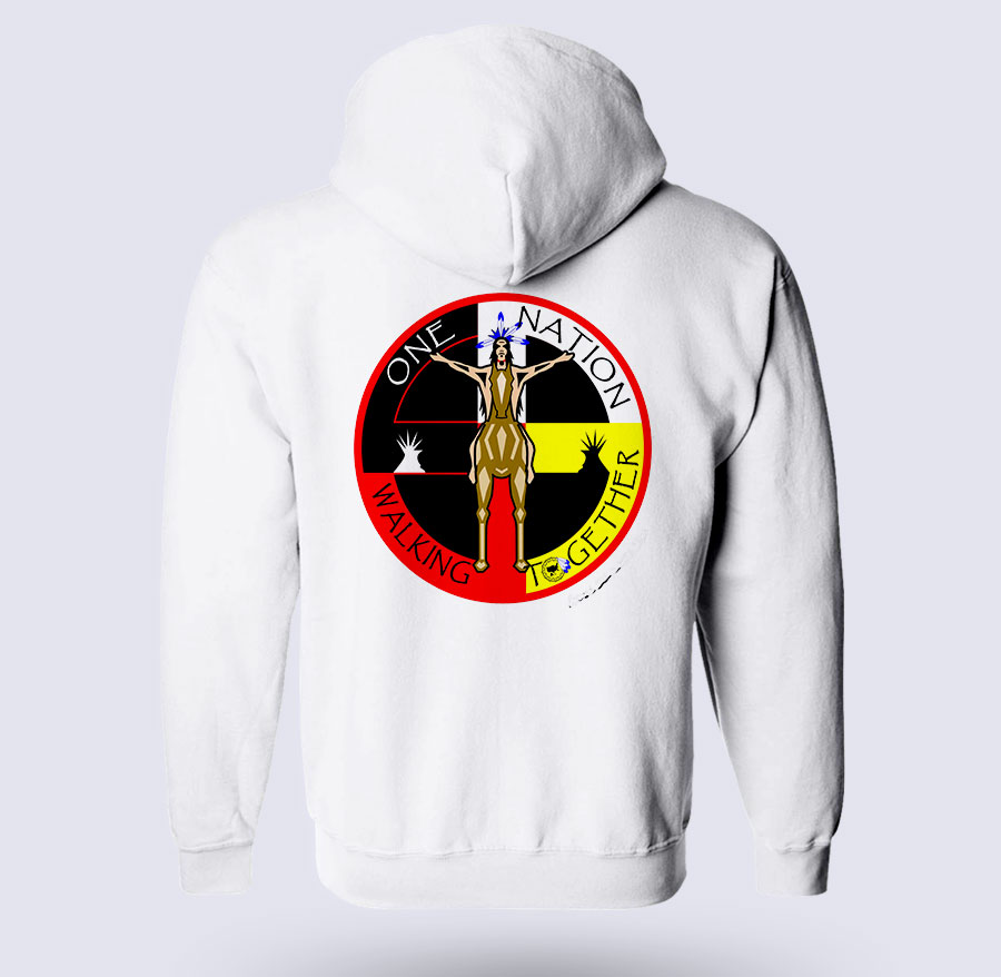 White Zipper Hoodie Back